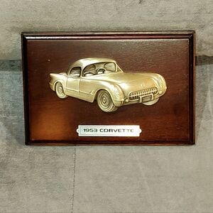 1953 CORVETTE 3D PEWTER WOOD 8" COLLECTIBLE WALL PLAQUE BY GALLEY ORIGINALS